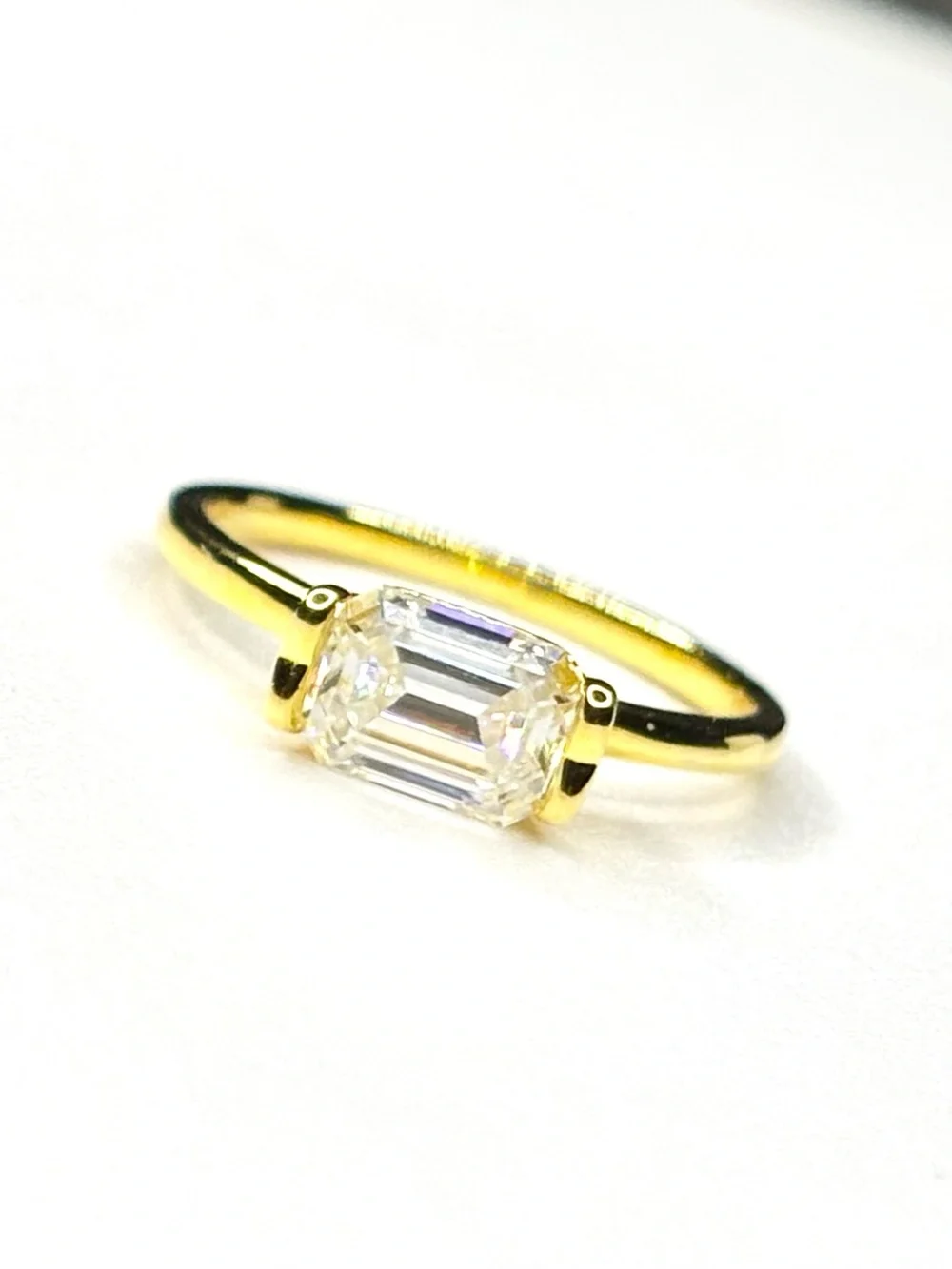 Moissanite Radiant Cut 1 Carat Ring in Yellow Gold - Timeless